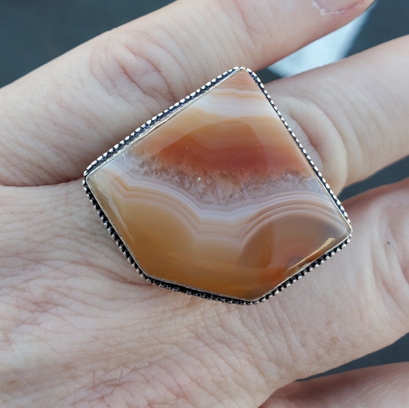 New Botswana Agate 925 Silver Statement Ring. - Picture 6 of 15